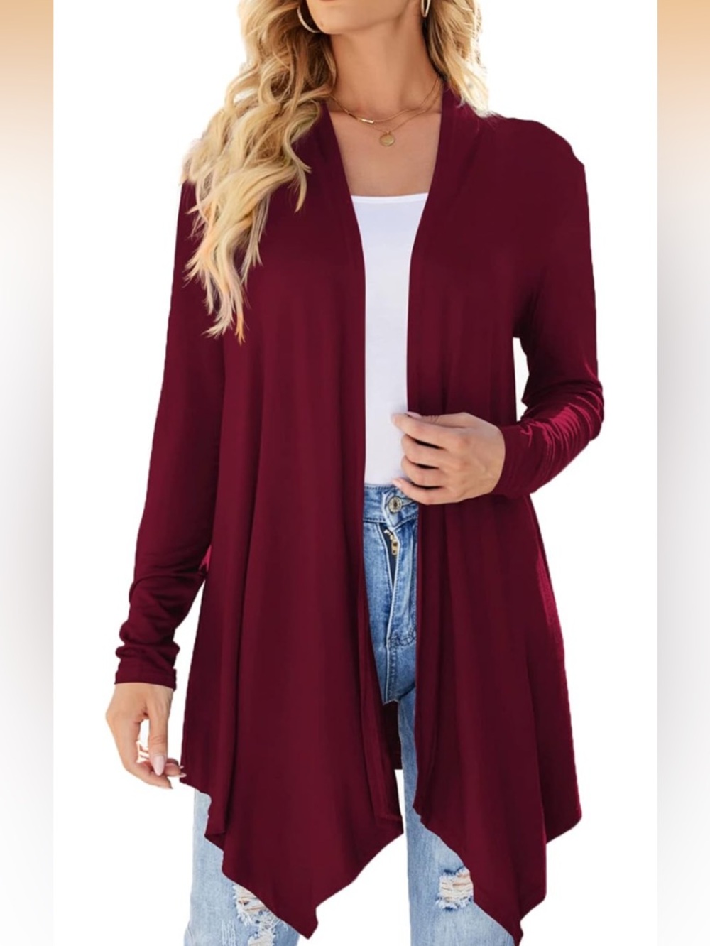 Women's Draped Front Open Cardigan Casual Long Sleeve Lightweight Size Medium